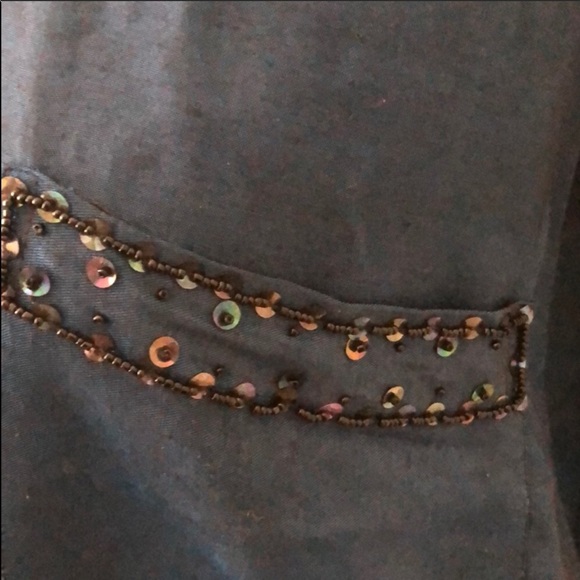 WeBeBop Beaded Dark Blue Button Up Top - Picture 3 of 7
